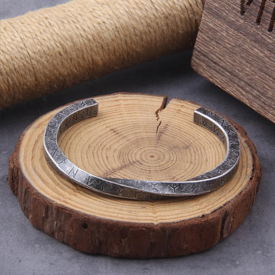 Vintage Viking Rune Stainless Steel Cuff Bracelet