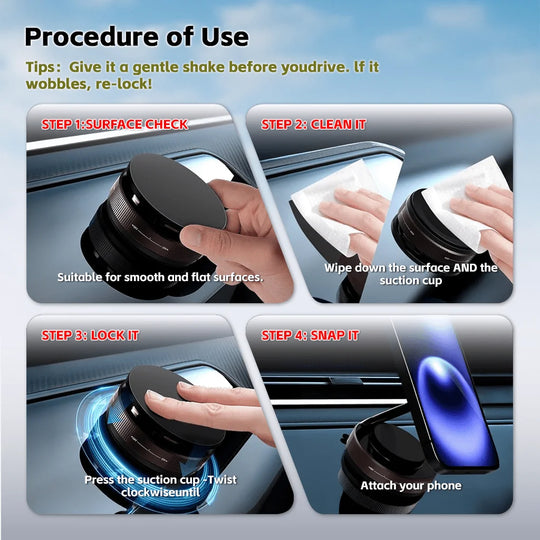 Foldable Magnetic Phone Stand Holder with Vacuum Suction Base