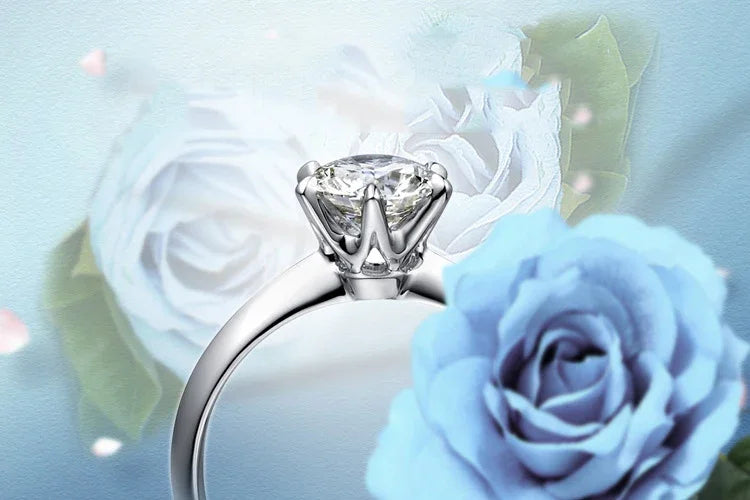 925 Sterling Silver Moissanite Solitaire Engagement Ring