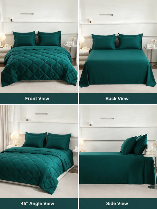 5-7-Piece Quilted Polyester Bedding Set with Sheets
