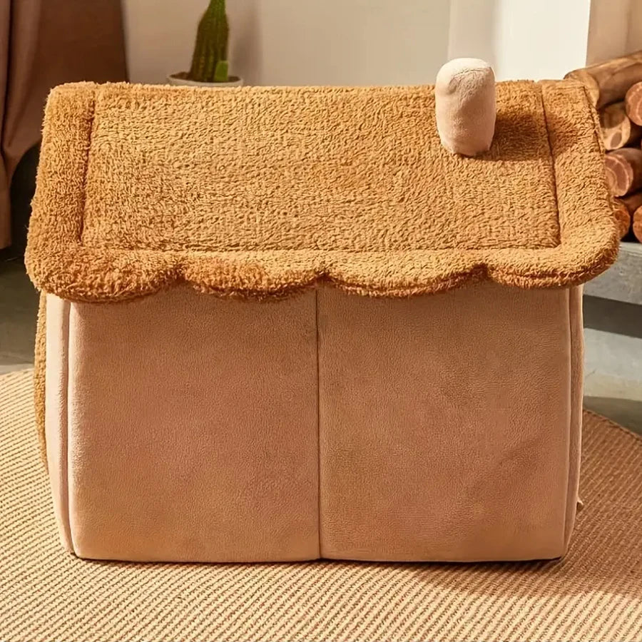 Foldable Washable Plush Pet House Bed for Cats &amp; Small Dogs