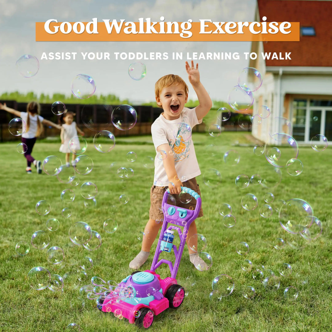 Pink Bubble Lawn Mower Toy for Kids