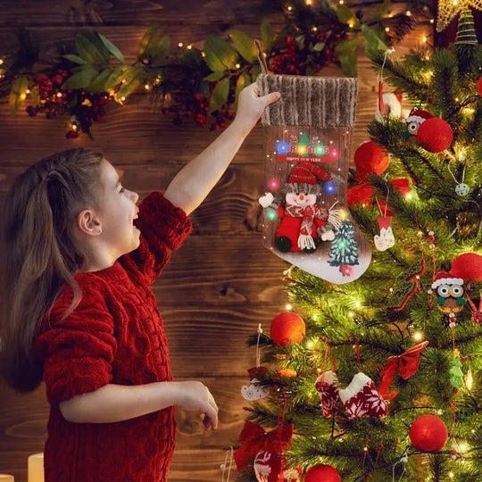 LED Light-Up Christmas Stocking with Snowman