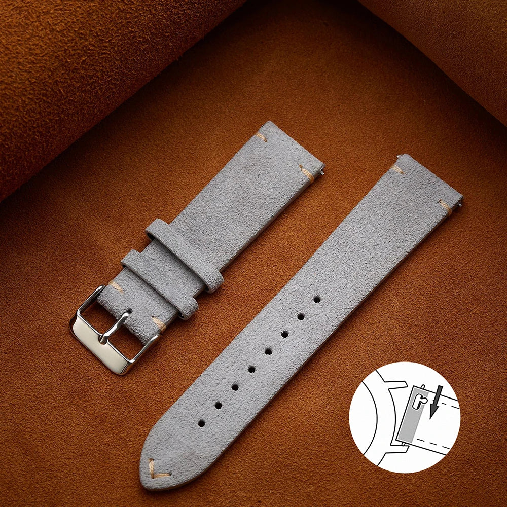 Quick Release Suede Leather Watch Band for Traditional Watches