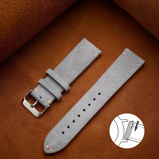 Quick Release Suede Leather Watch Band for Traditional Watches