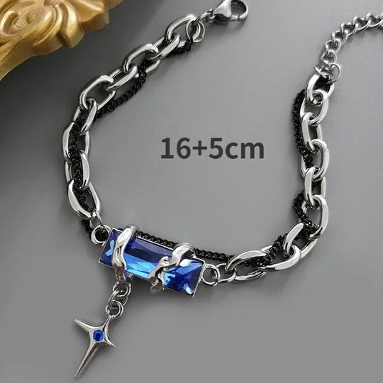 Retro Black Zircon Stainless Steel Chain Bracelet