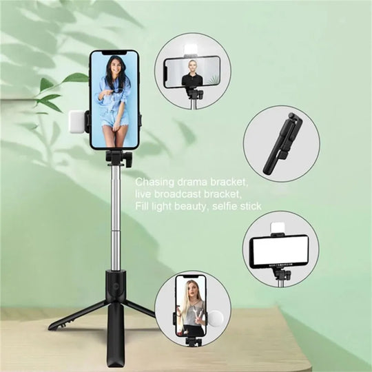 Bluetooth Selfie Stick Tripod with Fill Light &amp; Remote