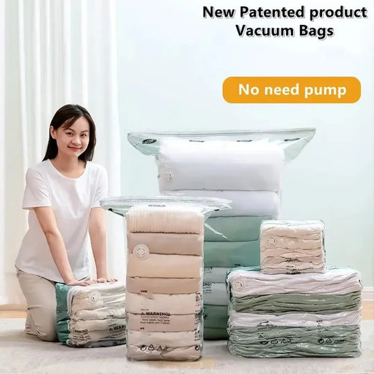 No Pump Vacuum Storage Bag for Clothes &amp; Blankets