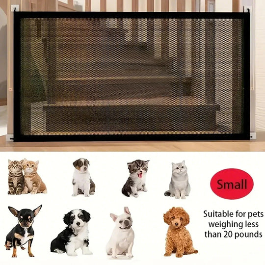 Mesh Pet Safety Gate for Doorways &amp; Stairs with 6 Hooks