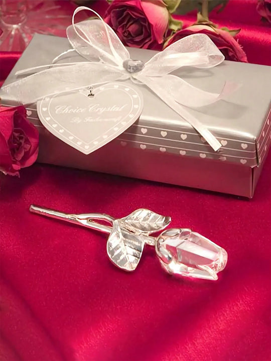 Crystal Glass Rose Flower Gift with Decorative Gift Box