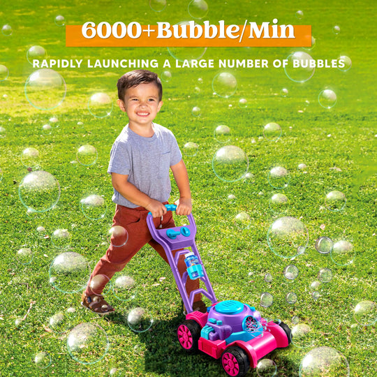 Pink Bubble Lawn Mower Toy for Kids