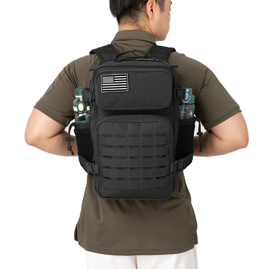 25L Tactical MOLLE Backpack with Dual Bottle Holders