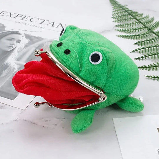 Cute Plush Frog Coin Purse with Kiss Lock
