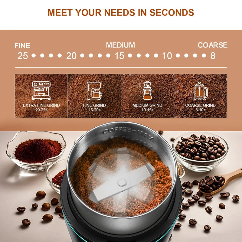 300W Electric Coffee Grinder with Removable Stainless Steel Cup
