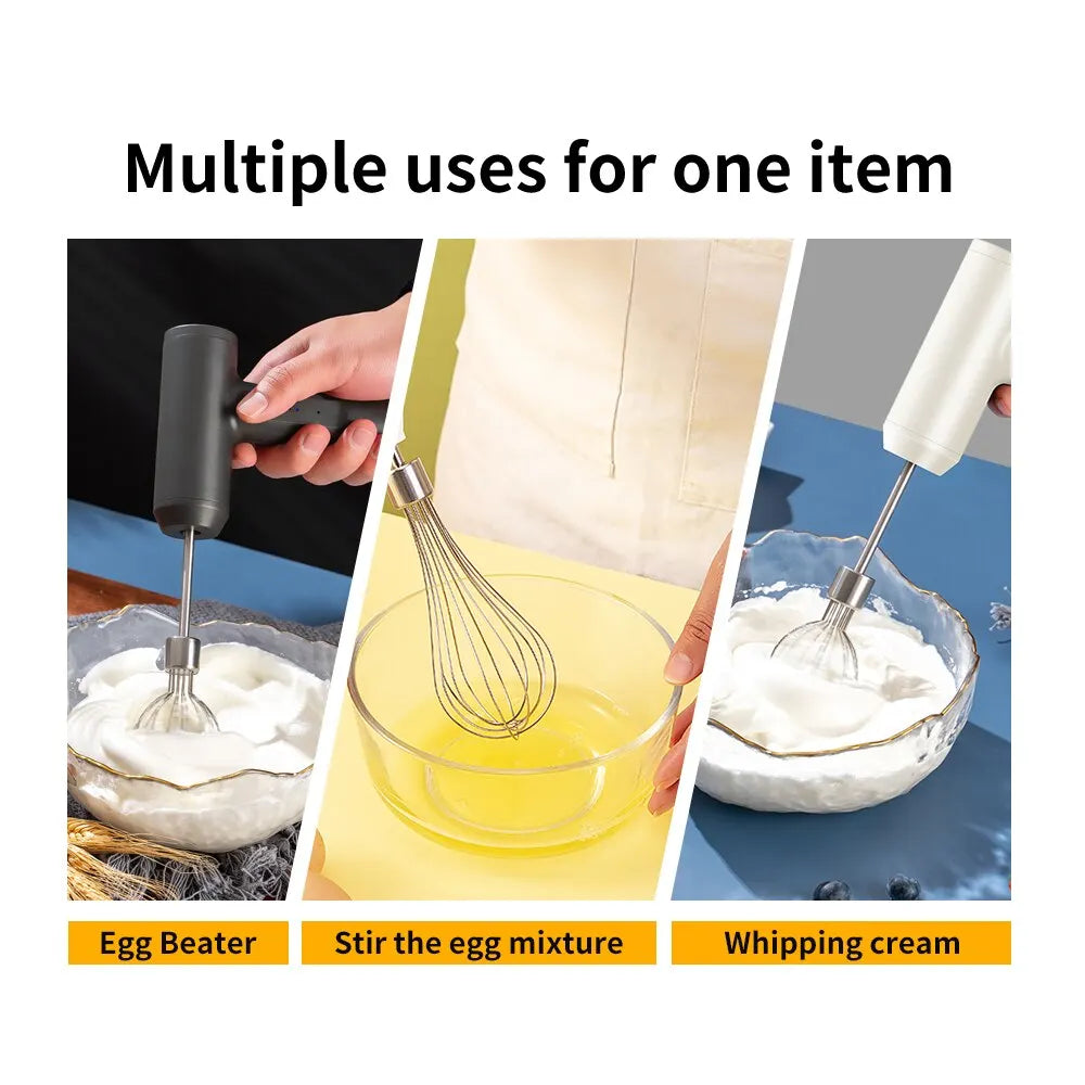 Rechargeable 3-Speed Electric Hand Mixer with 2 Whisks