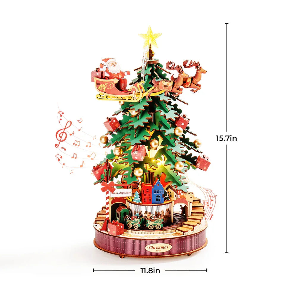 Rolife Christmas Melody Tree 3D Wooden Music Box