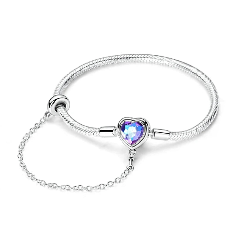 925 Sterling Silver Gold-Plated Heart Charm Bracelet