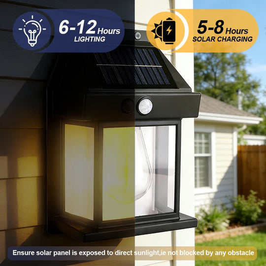 Solar Motion Sensor Wall Light with 3 Lighting Modes – 2 Pack