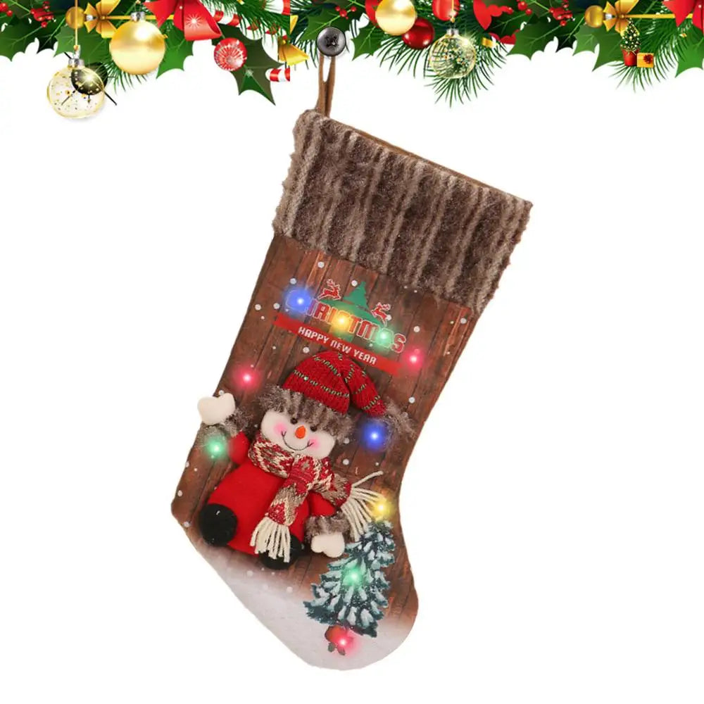 LED Light-Up Christmas Stocking with Snowman