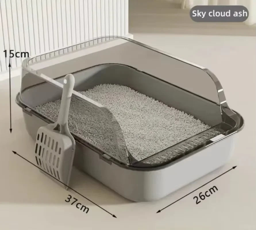 Semi-Enclosed Cat Litter Box with High Sides