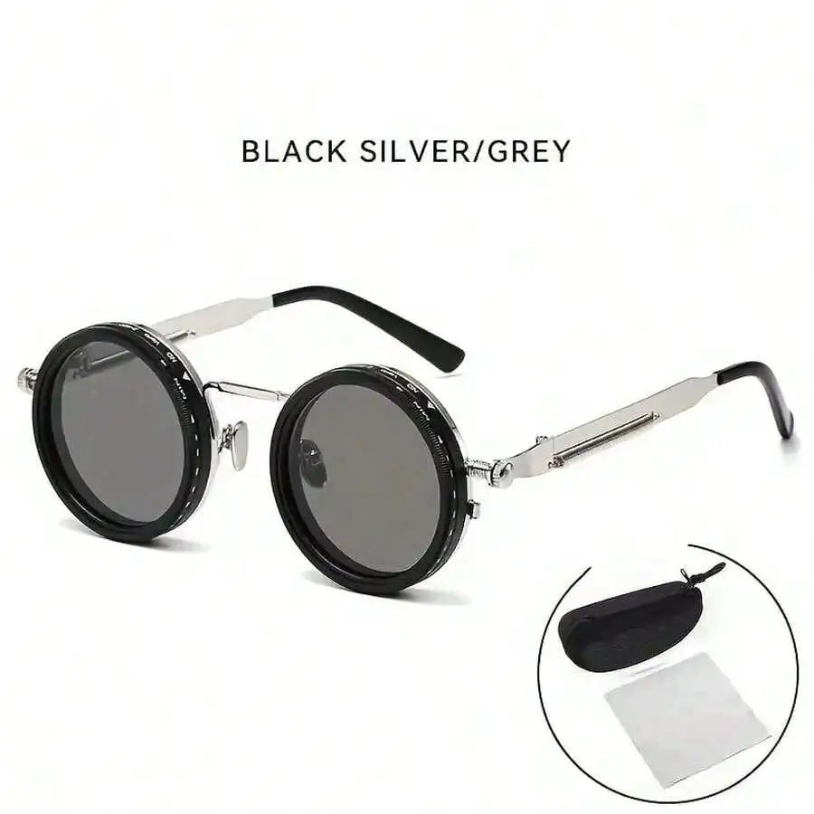 Retro Round Steampunk Polarized UV400 Sunglasses