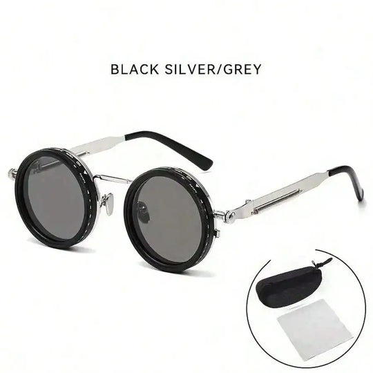Retro Round Steampunk Polarized UV400 Sunglasses