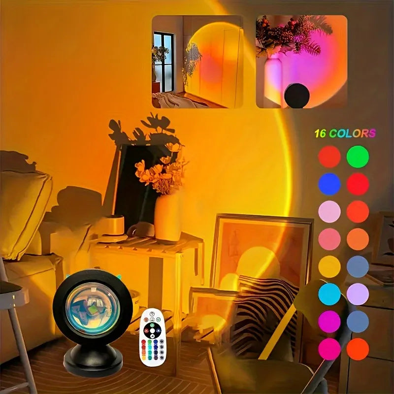 Sunset Projection Lamp with Remote – 16 Color LED Mood Light