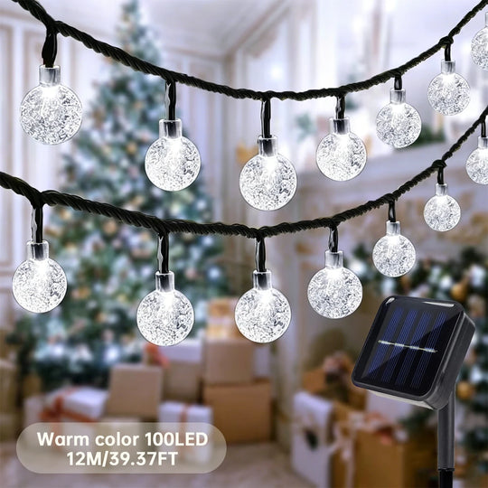 Solar Bubble Globe String Lights 100 LED 39.37FT