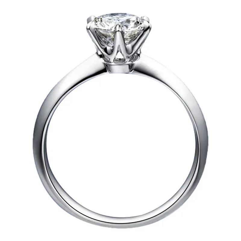 925 Sterling Silver Moissanite Solitaire Engagement Ring