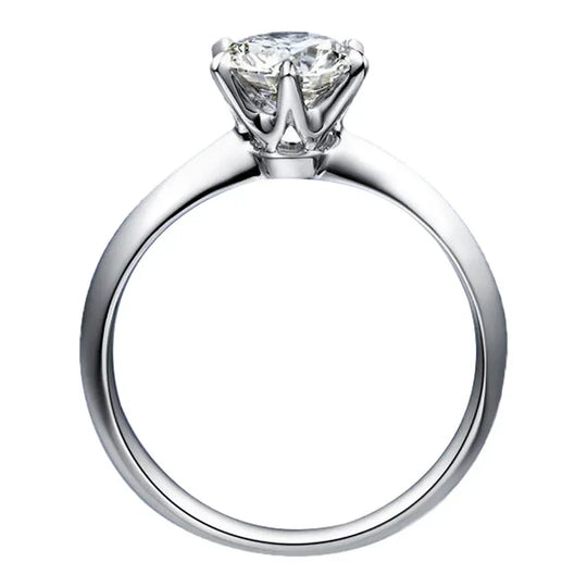 925 Sterling Silver Moissanite Solitaire Engagement Ring