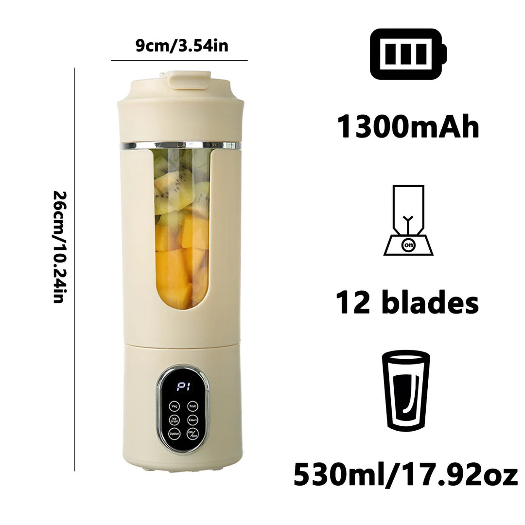 Portable USB Rechargeable Juicer Blender 530ml with 12 Blades