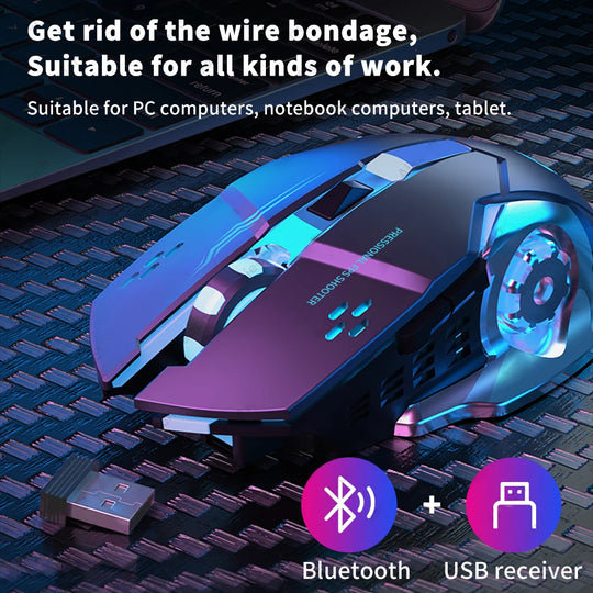 Rechargeable Wireless Bluetooth Gaming Mouse with Silent Clicks