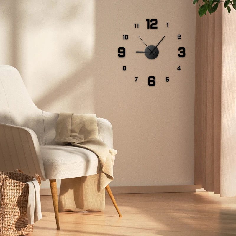 DIY Frameless Silent Acrylic Wall Clock for Living Room