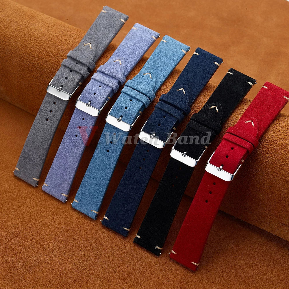 Quick Release Suede Leather Watch Band for Traditional Watches