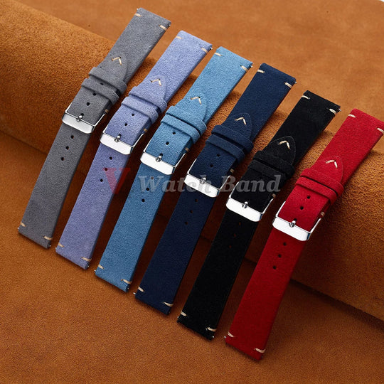 Quick Release Suede Leather Watch Band for Traditional Watches