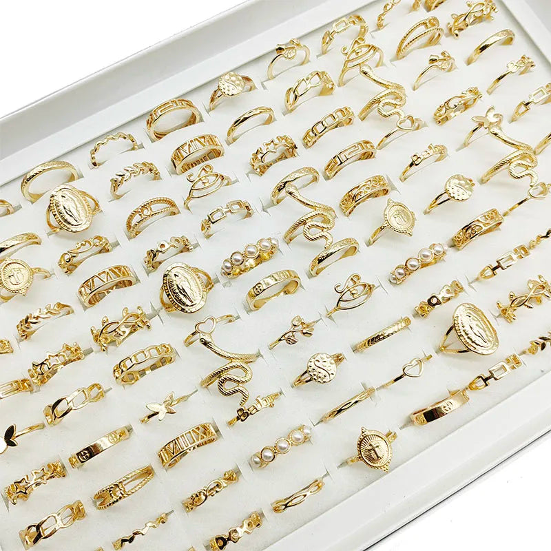 30-Piece Gold Tone Fashion Ring Set for Women