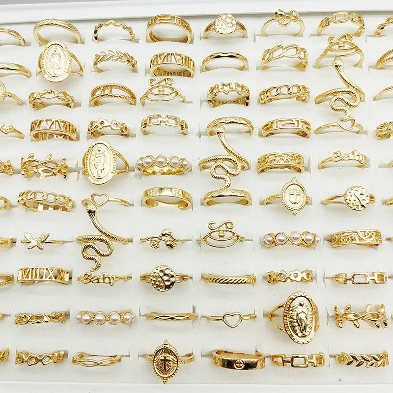 30-Piece Gold Tone Fashion Ring Set for Women