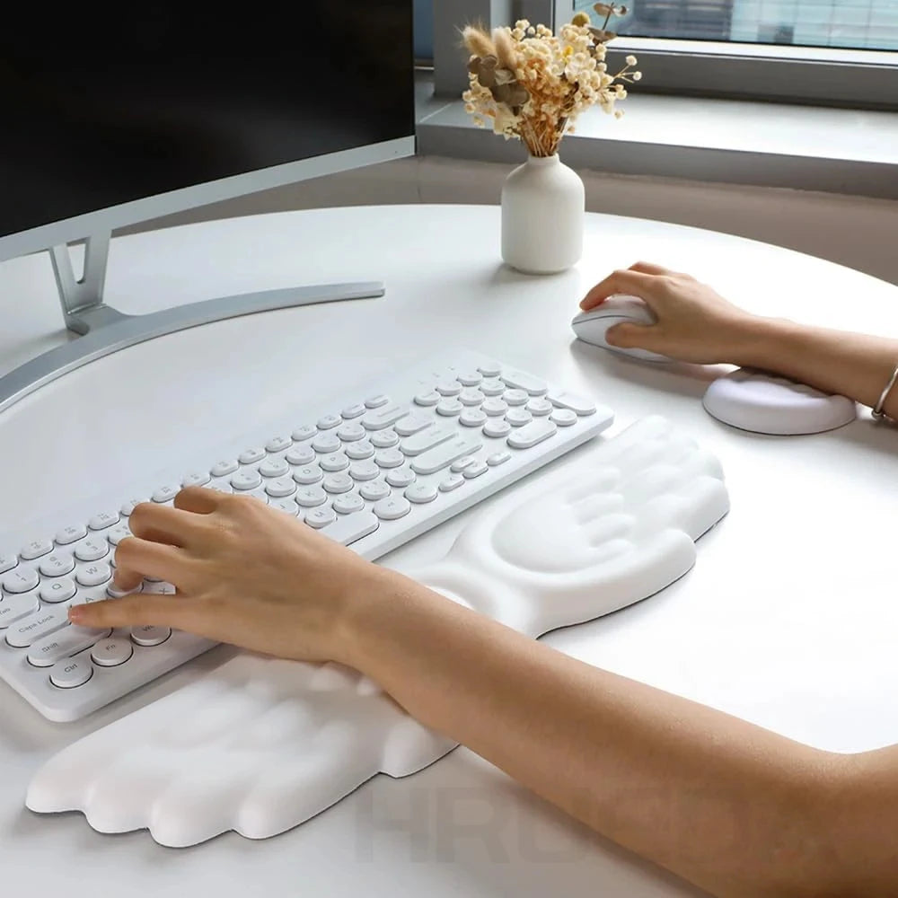 Angel Wing Memory Foam Keyboard &amp; Mouse Wrist Rest Set