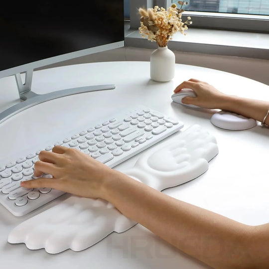 Angel Wing Memory Foam Keyboard &amp; Mouse Wrist Rest Set