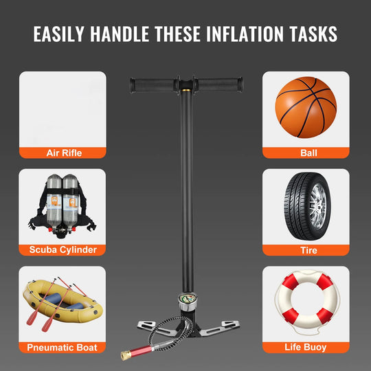 3-Stage PCP Hand Pump with Pressure Gauge
