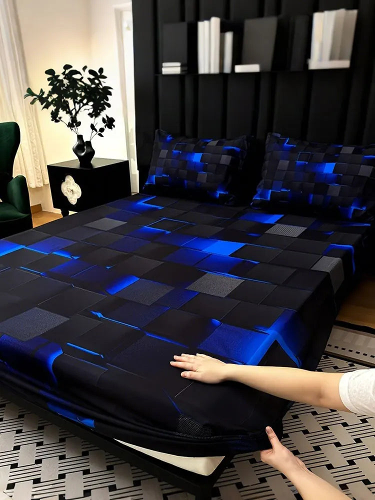 3-Piece Digital Print Deep Pocket Fitted Sheet Set