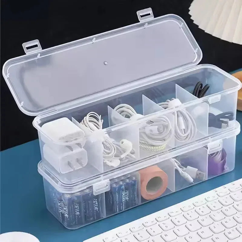 Transparent Cable Storage Organizer Box with Lid