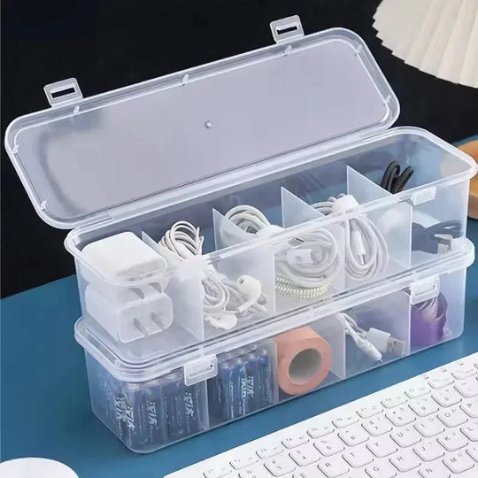 Transparent Cable Storage Organizer Box with Lid