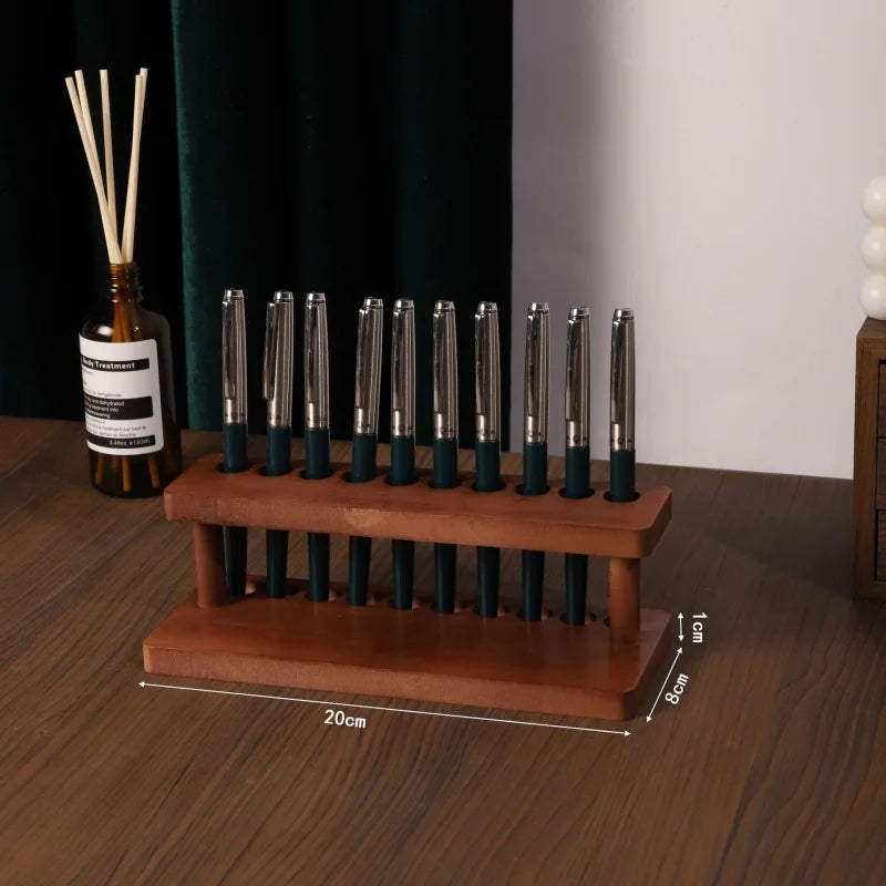 Walnut Wood Desk Organizer Pen Holder &amp; Phone Stand