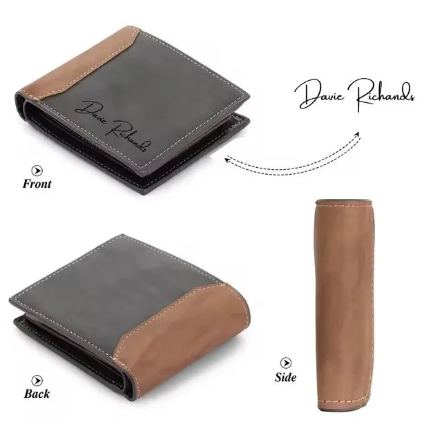 Personalized Engraved PU Leather Bifold Wallet