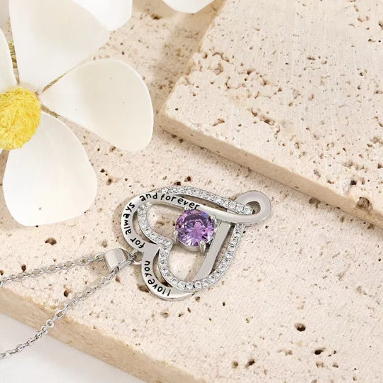 Heart Pendant Necklace for Mom with Rhinestones