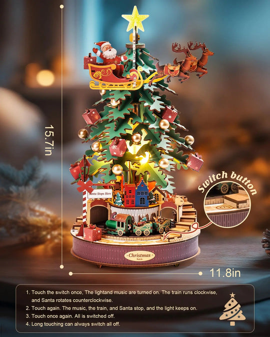 Rolife Christmas Melody Tree 3D Wooden Music Box