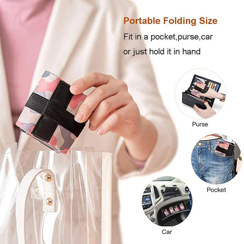 Foldable Nylon Reusable Shopping Bag with Adjustable Handle