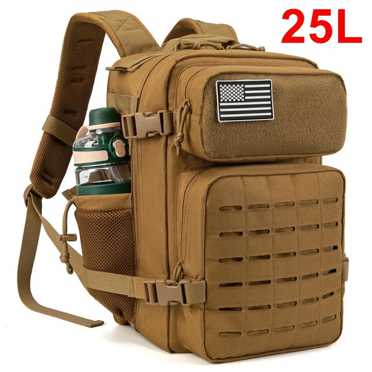 25L Tactical MOLLE Backpack with Dual Bottle Holders