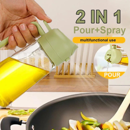 2-in-1 Oil Sprayer &amp; Pour Dispenser Bottle 500ml